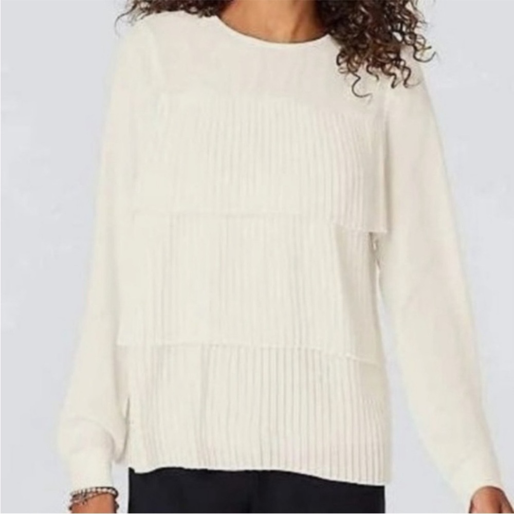J. Jill Womens Ivory Tiered Pleated Ruffle Blouse Size 1X